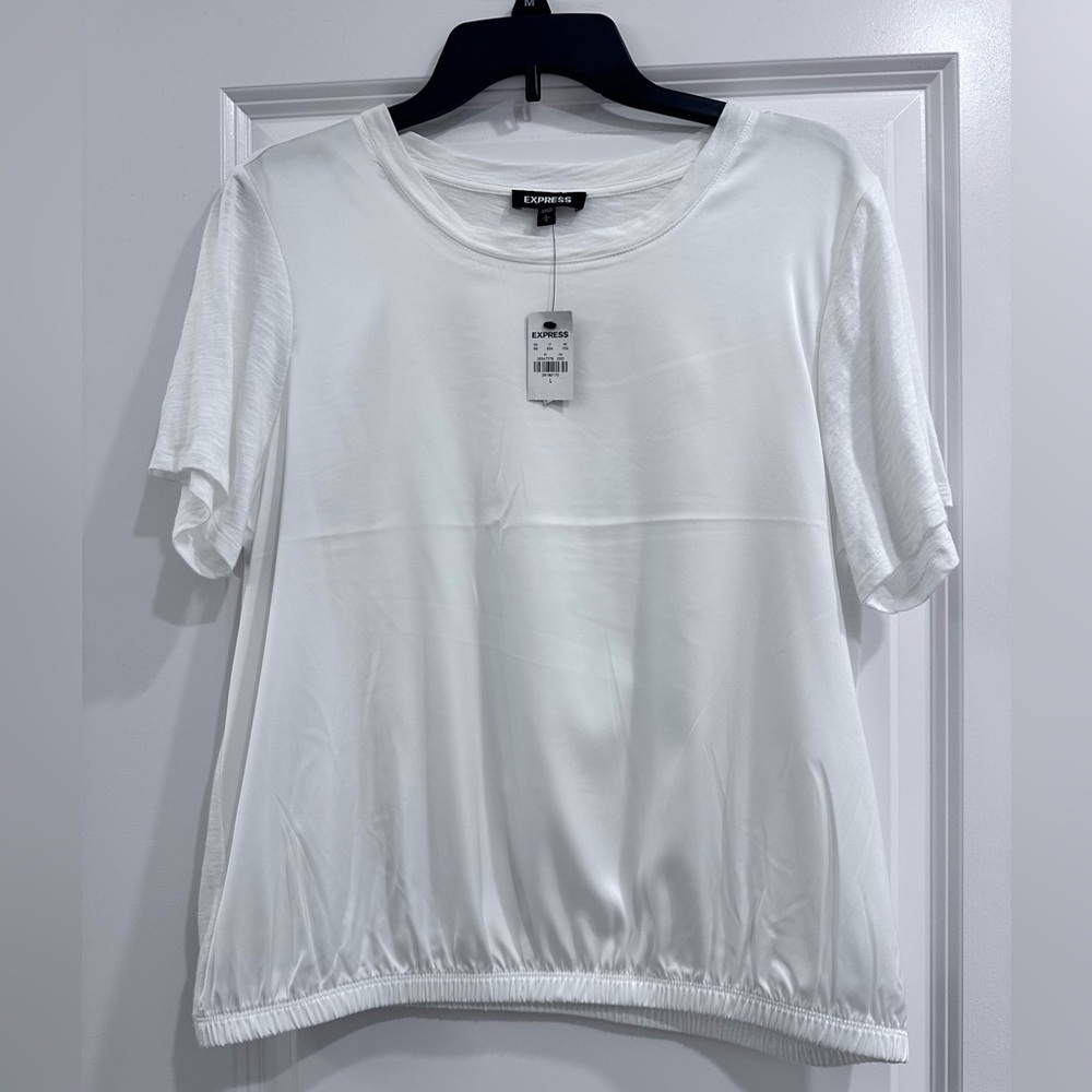 NWT Express Classic White Short Sleeve Top large